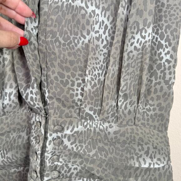 Walter by Walter Baker Animal Print Short Sleeve Pleated Mini Dress XS - Picture 4 of 12